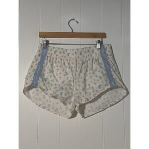 AS Revival Floral Cotton Lounge Shorts Blue White Elastic Waist
